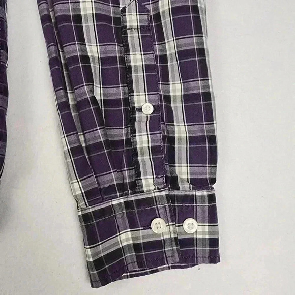 Eddie Bauer Mens Plaid Button Down Collar Shirt M Legend Wash Classic Fit Purple - Picture 9 of 15